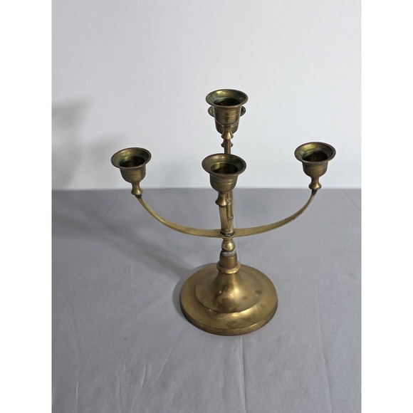 Other - brass gold candelabra 5 Candlestick Centerpiece Vintage Decor Home